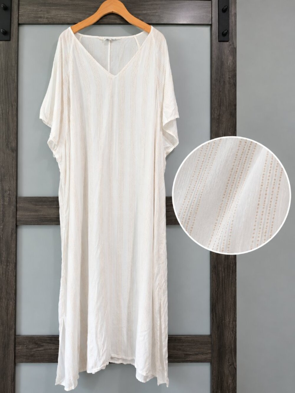 SUMMERSALT The Easy Breezy Voile Maxi Dress Cover-Up 2X White Tan Stripe